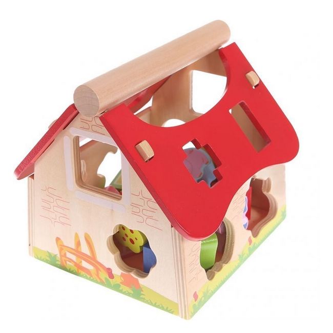 Casuta din lemn si cuburi 2044 ecotoys ede2044