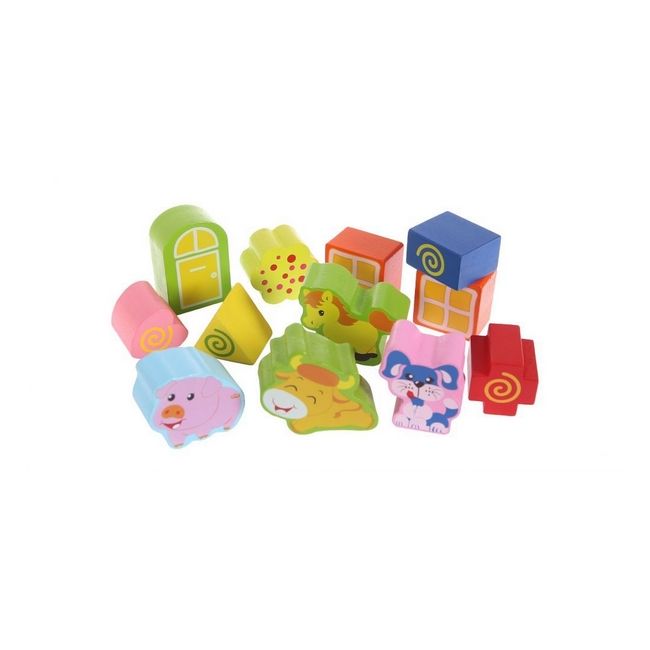 Casuta din lemn si cuburi 2044 ecotoys ede2044