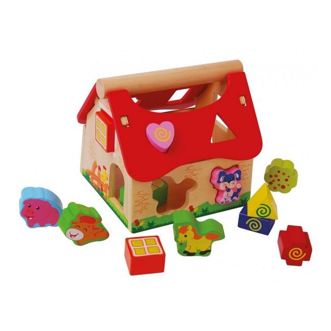 Casuta din lemn si cuburi 2044 ecotoys ede2044