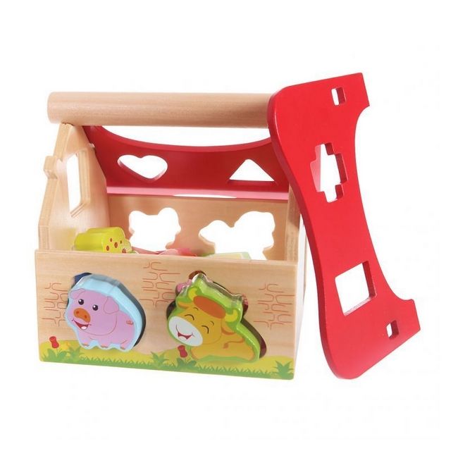 Casuta din lemn si cuburi 2044 ecotoys ede2044