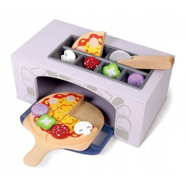 Cuptor pentru pizza din lemn + accesorii pentru bucatarie si alimente ecotoys 4333 edeedi4333