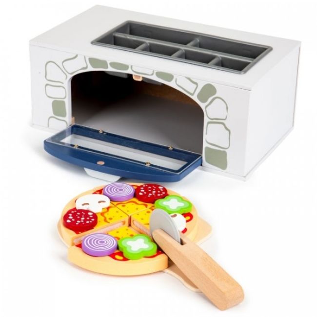 Cuptor pentru pizza din lemn + accesorii pentru bucatarie si alimente ecotoys 4333 edeedi4333