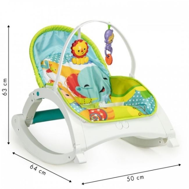 Fotoliu balansoar 3 in 1 cu vibratii ecotoys 88954 - jungla edeedi88954