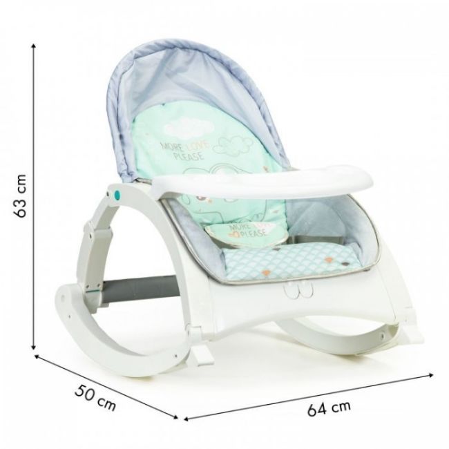 Fotoliu balansoar 3 in 1 cu vibratii si tava ecotoys 27231 - elefant edeedi27231