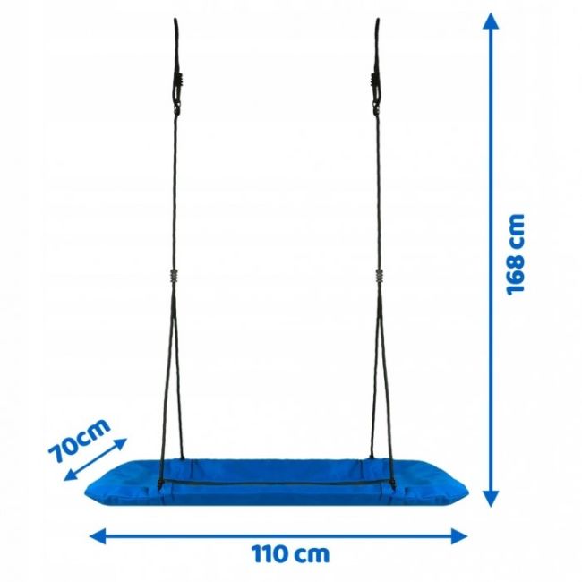 Leagan tip cuib pentru copii, dreptunghiular xxl, 110 x 70 cm, 150 kg, neo-sport 1010, albastru edeedi1010