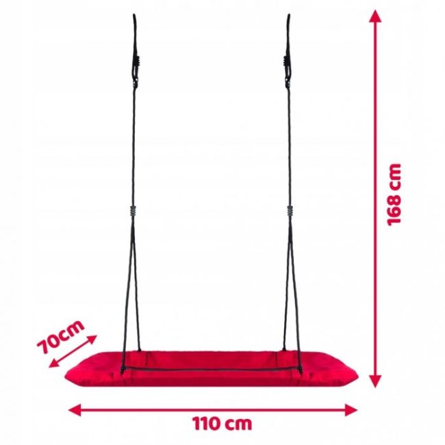 Leagan tip cuib pentru copii, dreptunghiular xxl, 110 x 70 cm, 150 kg, neo-sport 1011, rosu edeedi1011