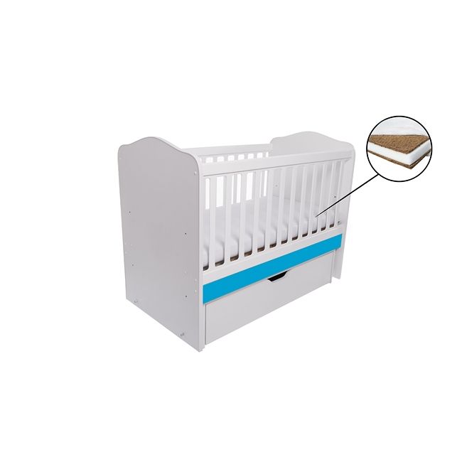 Patut vessanti como balansoar - alb cu albastru + saltea cocos 7 cm edep7db_d150