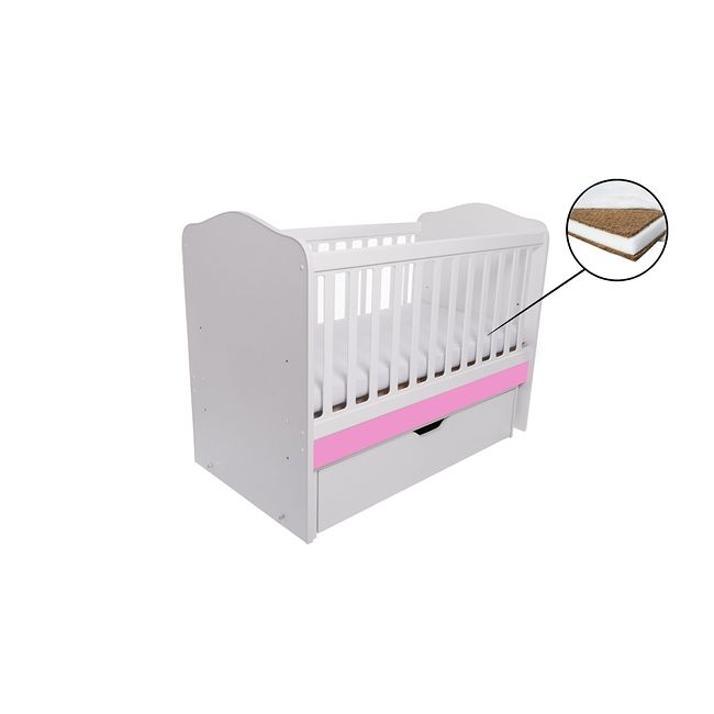 Patut vessanti como balansoar - alb cu roz + saltea cocos 10 cm edep10db_d125