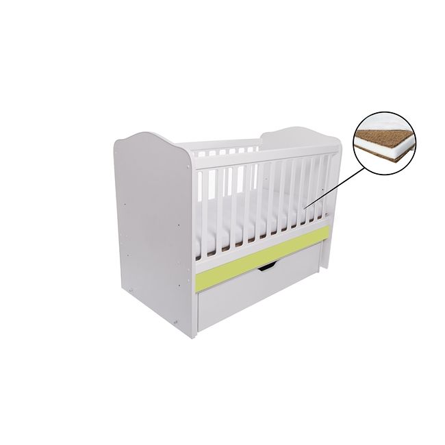Patut vessanti como balansoar - alb cu verde + saltea cocos 10 cm edep10db_d134