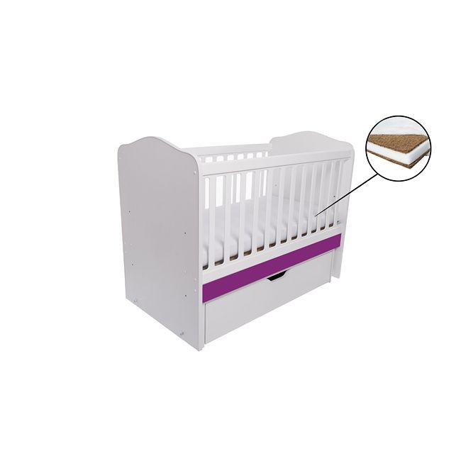 Patut vessanti como balansoar - alb cu violet + saltea cocos 7 cm edep7db_d137