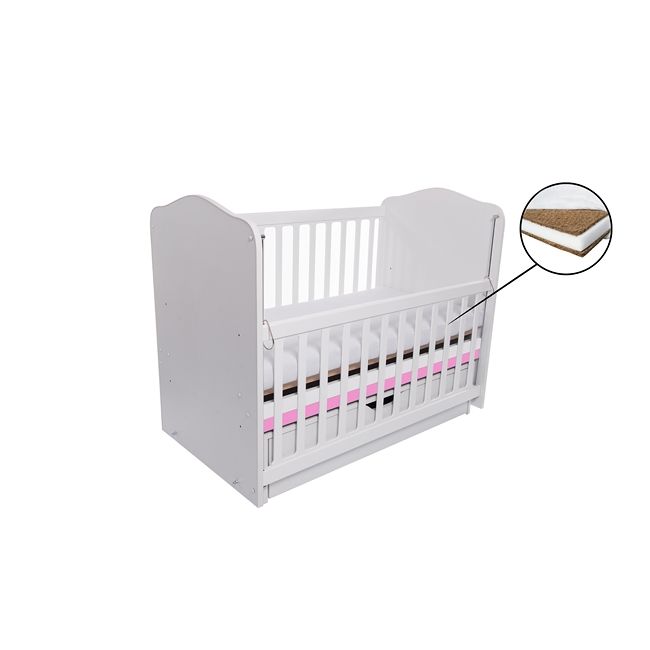 Patut vessanti como balansoar culisant - alb cu roz + saltea cocos 7 cm edep7dbcl_d125