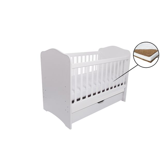 Patut vessanti como cu sertar - alb + saltea cocos 7 cm edep7dcs_alb