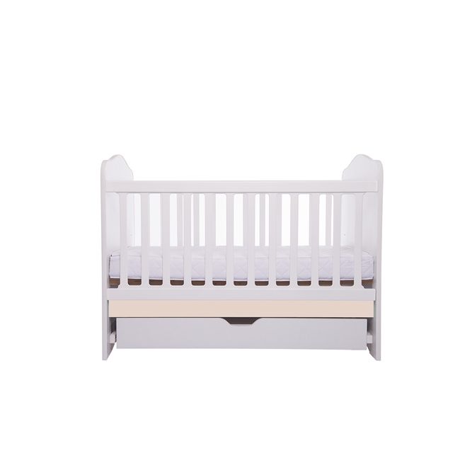 Patut vessanti como cu sertar - alb cu bej + saltea cocos 7 cm edep7dcs_d102