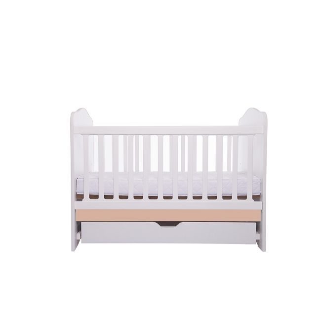 Patut vessanti como cu sertar - alb cu cappucino + saltea cocos 7 cm edep7dcs_d126