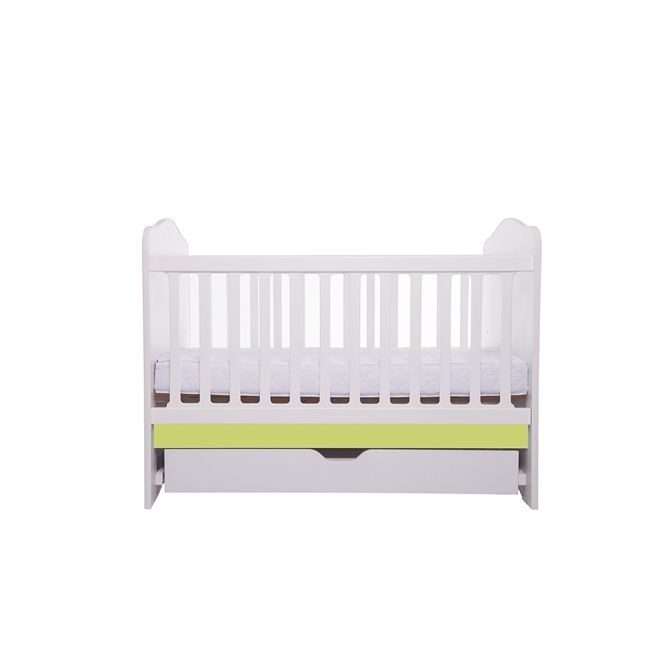 Patut vessanti como cu sertar - alb cu verde + saltea cocos 7 cm edep7dcs_d134