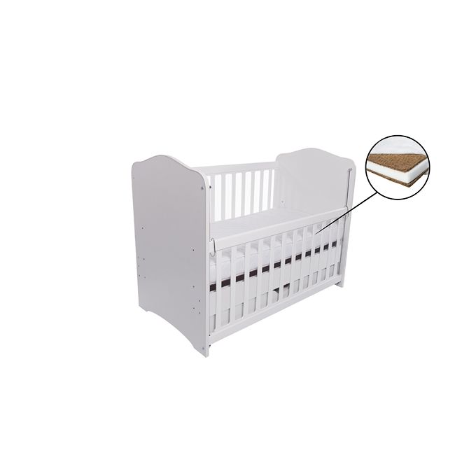 Patut vessanti como culisant cu sertar - alb + saltea cocos 7 cm edep7dclcs_alb