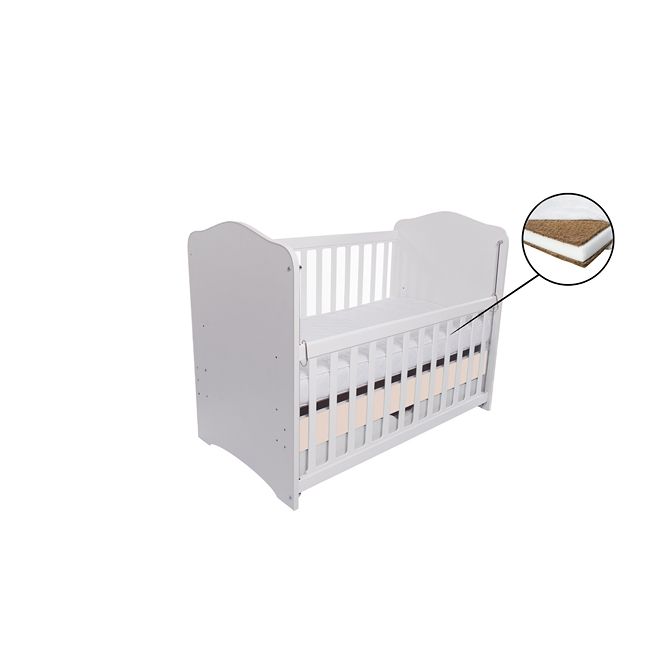 Patut vessanti como culisant cu sertar - alb cu bej + saltea cocos 7 cm edep7dclcs_d102