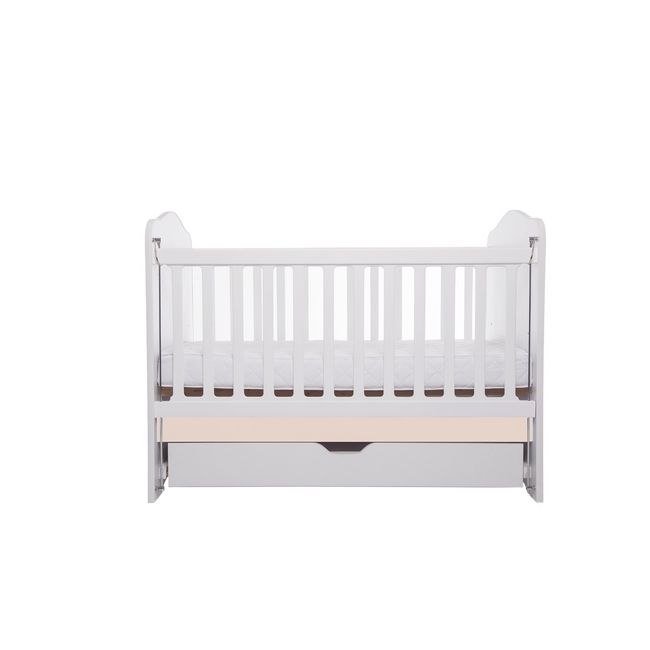 Patut vessanti como culisant cu sertar - alb cu bej + saltea cocos 7 cm edep7dclcs_d102