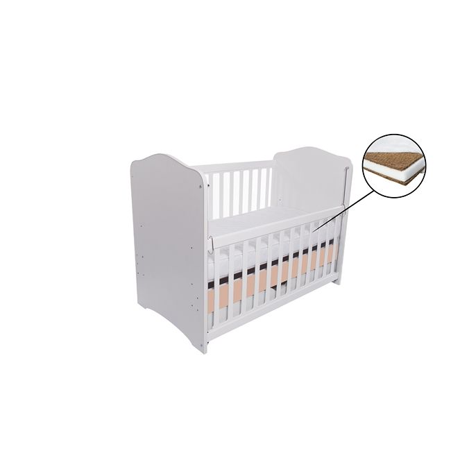 Patut vessanti como culisant cu sertar - alb cu cappucino + saltea cocos 7 cm edep7dclcs_d126