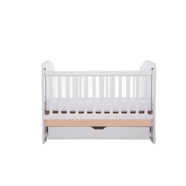 Patut vessanti como culisant cu sertar - alb cu cappucino + saltea cocos 7 cm edep7dclcs_d126