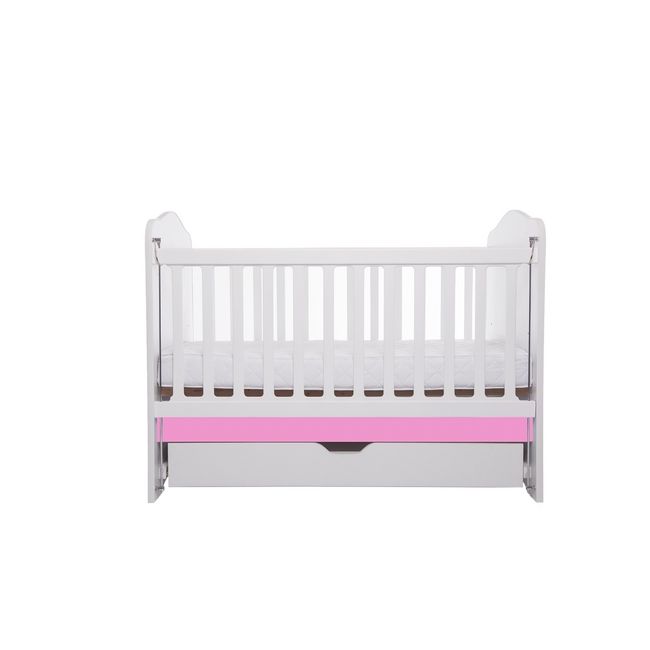 Patut vessanti como culisant cu sertar - alb cu roz + saltea cocos 7 cm edep7dclcs_d125