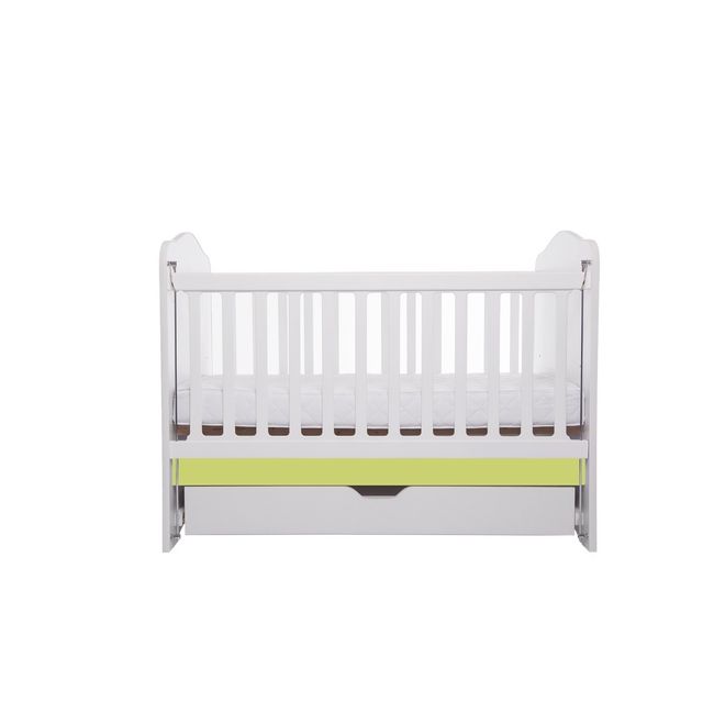 Patut vessanti como culisant cu sertar - alb cu verde + saltea cocos 10 cm edep10dclcs_d134
