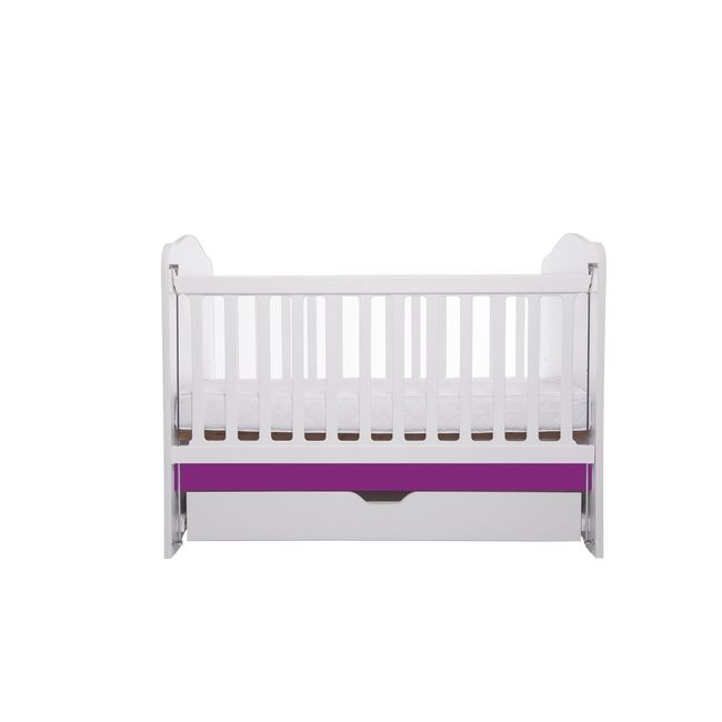 Patut vessanti como culisant cu sertar - alb cu violet + saltea cocos 10 cm edep10dclcs_d137