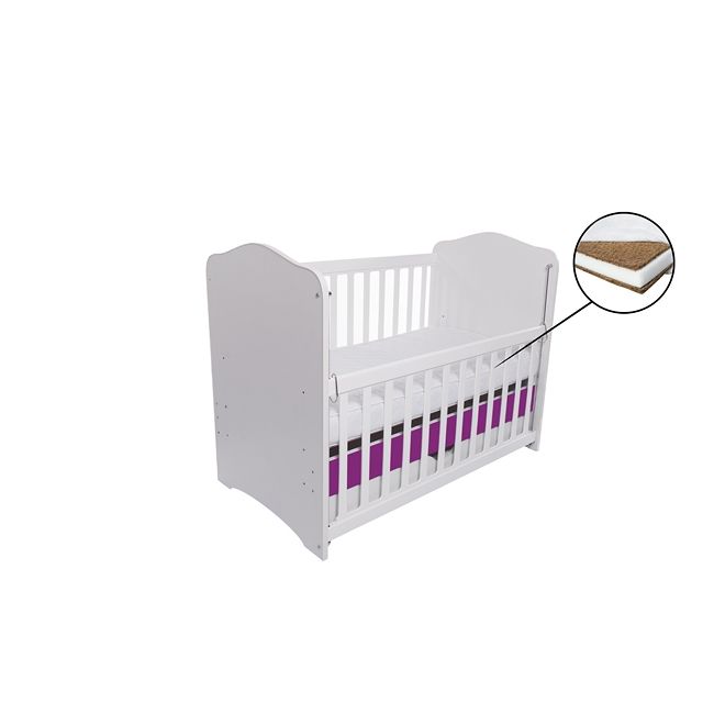 Patut vessanti como culisant cu sertar - alb cu violet + saltea cocos 7 cm edep7dclcs_d137