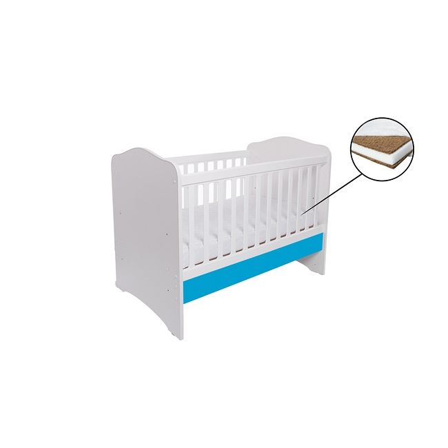 Patut vessanti como fara sertar - alb cu albastru + saltea cocos 7 cm edep7dfs_d150