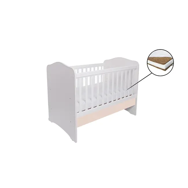 Patut vessanti como fara sertar - alb cu bej + saltea cocos 10 cm edep10dfs_d102