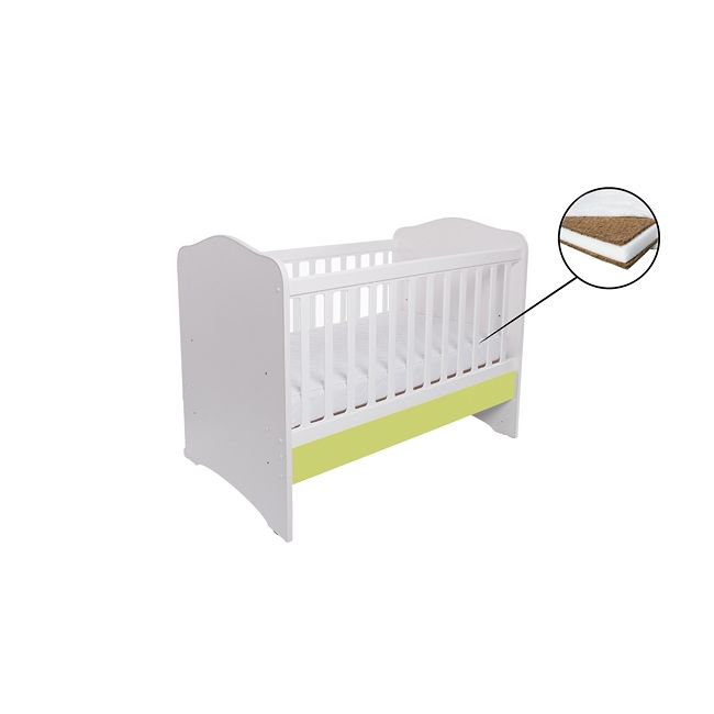 Patut vessanti como fara sertar - alb cu verde + saltea cocos 10 cm edep10dfs_d134