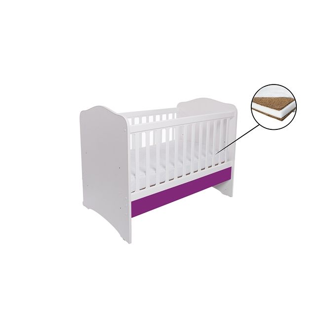 Patut vessanti como fara sertar - alb cu violet + saltea cocos 7 cm edep7dfs_d137