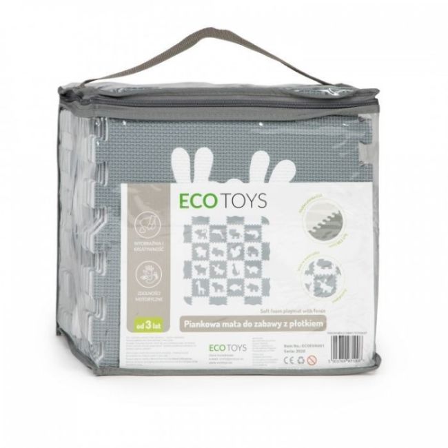 Salteluta de joaca cu animale si cu pereti, 36 elemente ecoeva001 - gri edeediecoeva001