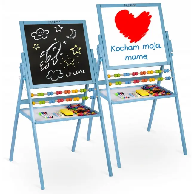 Tabla educationala cu doua fete si accesorii ricokids rk-800, 101 x 54 x 55 cm, albastru edeedi780001