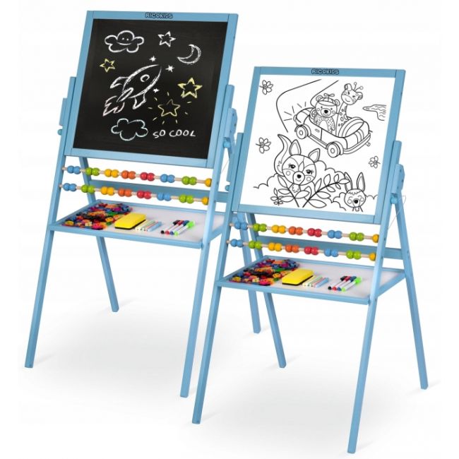 Tabla educationala cu doua fete si accesorii ricokids rk-800, 101 x 54 x 55 cm, albastru edeedi780001
