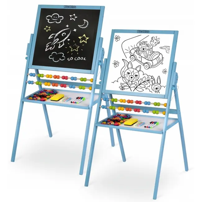 Tabla educationala cu doua fete si accesorii ricokids rk-800, 101 x 54 x 55 cm, albastru edeedi780001