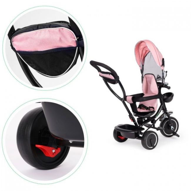 Tricicleta cu sezut rotativ ecotoys jm-066-9 - roz edeedijm-066-9pink