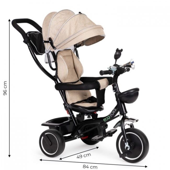 Tricicleta cu sezut rotativ ecotoys jm-066-9 - bej edeedijm-066-9be