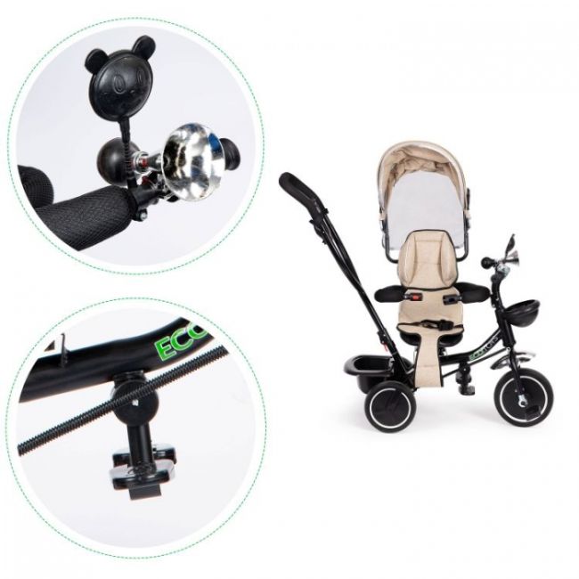 Tricicleta cu sezut rotativ ecotoys jm-066-9 - bej edeedijm-066-9be