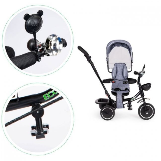 Tricicleta cu sezut rotativ ecotoys jm-066-9 - gri edeedijm-066-9g