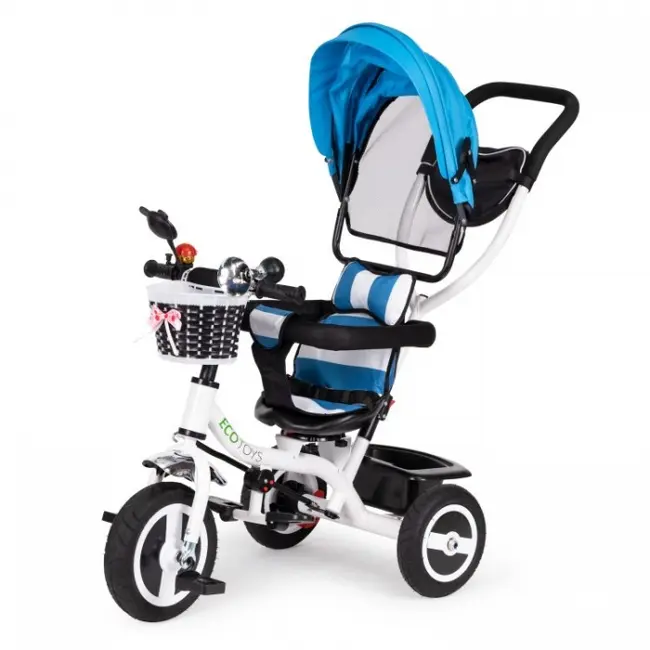 Tricicleta cu sezut rotativ ecotoys jm-066-9l - albastra edeedijm-066-9lb
