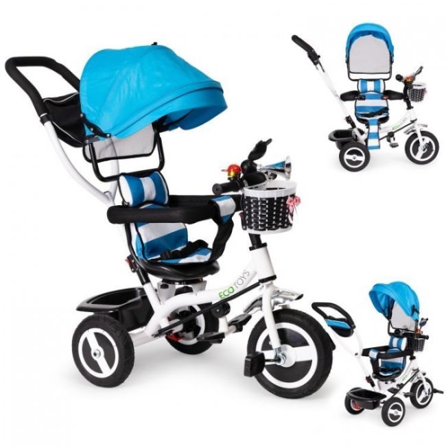 Tricicleta cu sezut rotativ ecotoys jm-066-9l - albastra edeedijm-066-9lb