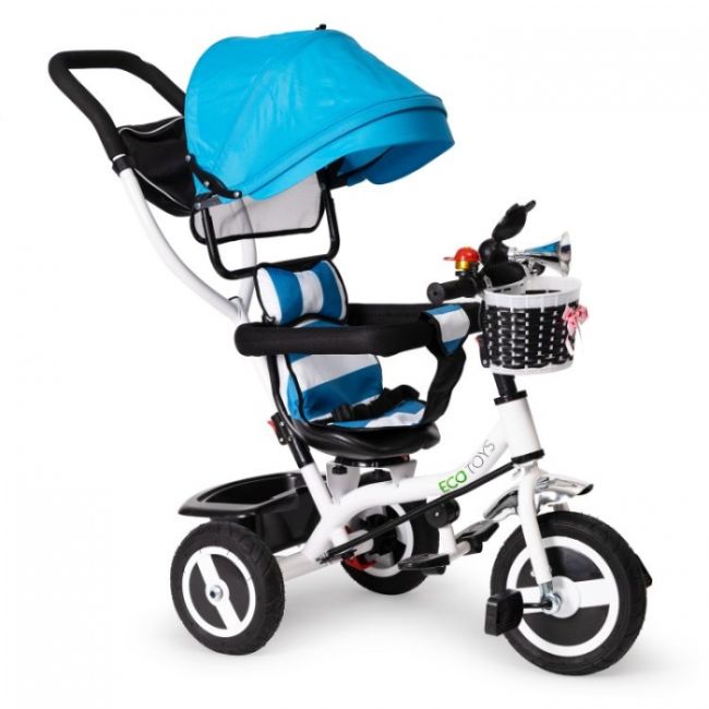 Tricicleta cu sezut rotativ ecotoys jm-066-9l - albastra edeedijm-066-9lb