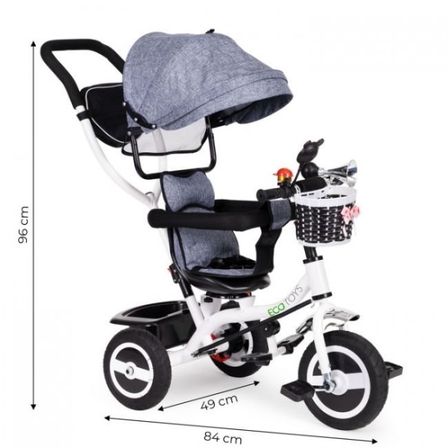 Tricicleta cu sezut rotativ ecotoys jm-066-9l - gri edeedijm-066-9lgrey