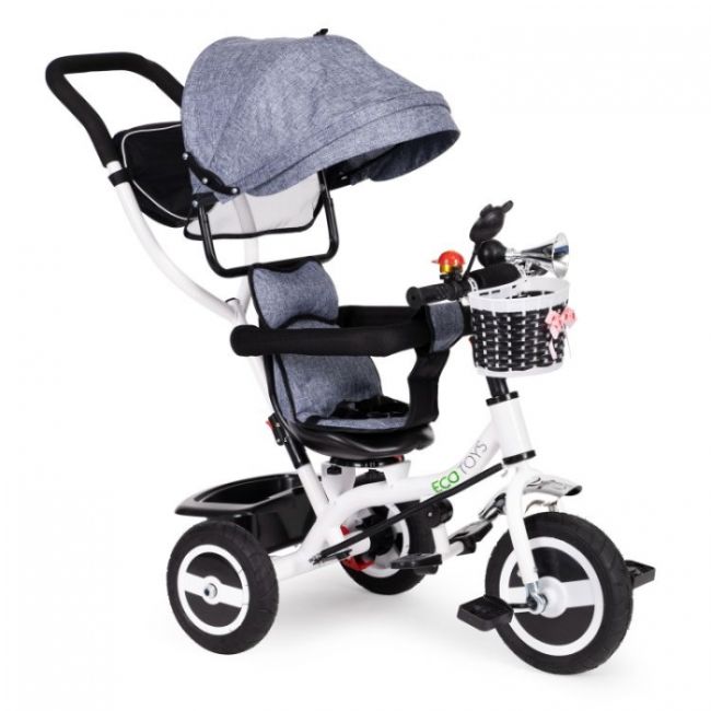 Tricicleta cu sezut rotativ ecotoys jm-066-9l - gri edeedijm-066-9lgrey