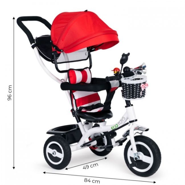 Tricicleta cu sezut rotativ ecotoys jm-066-9l - rosie edeedijm-066-9lr