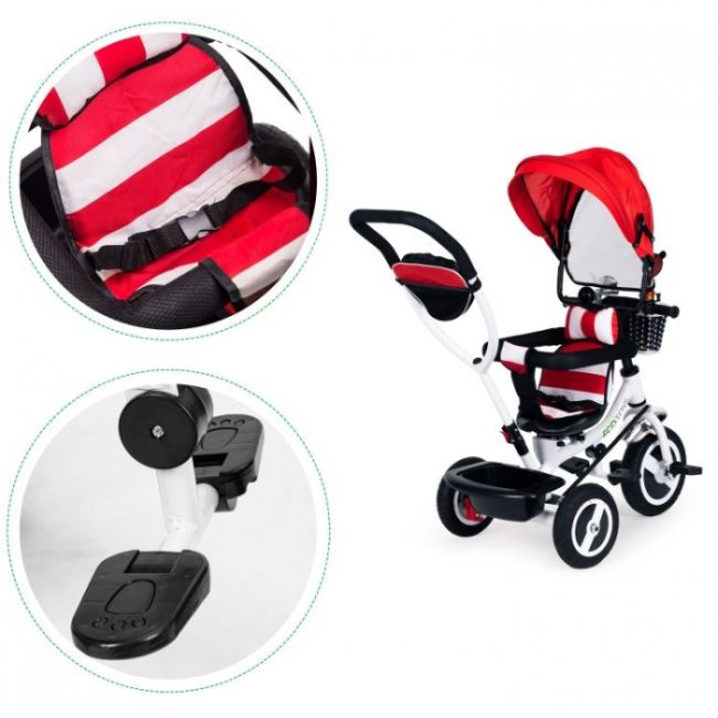Tricicleta cu sezut rotativ ecotoys jm-066-9l - rosie edeedijm-066-9lr