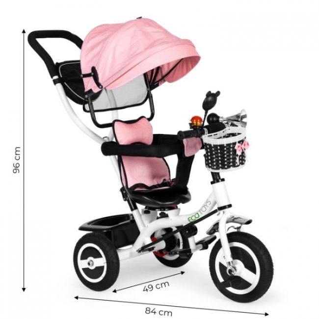 Tricicleta cu sezut rotativ ecotoys jm-066-9l - roz edeedijm-066-9lpink