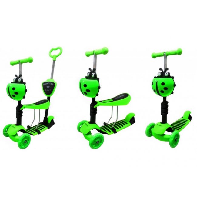 Trotineta 5 in 1, roti cu led, platforma antiderapanta, jr r-sport - verde edeedijr201green