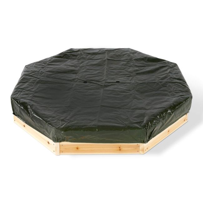 Cutie hexagonala din lemn pentru nisip treasure beach 104x104 cm, cu prelata - okeplum100201a108